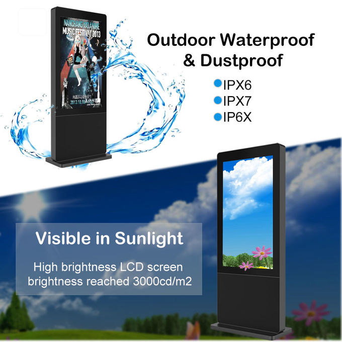 Floor Standing LCD Kiosk Displays 55 Inch LCD Screen Advertising Outdoor Waterpoof IP65 IP67 2