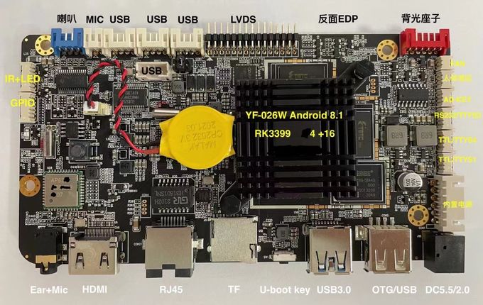 Android Driver LCD TV Motherboard RK3399 Android 8.1 Up To 1920x1200 LVDS EDP HDMI CPU 2.0GHz 0