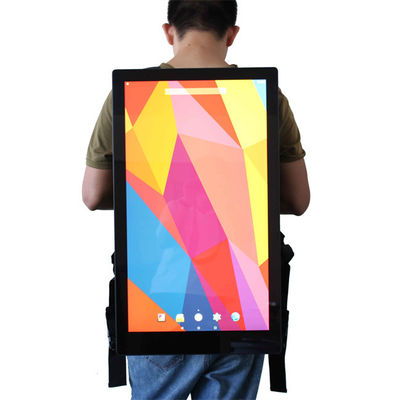 China 27 Inch 21.5 Inch Backpack With LCD Screen LCD Advertising Player Battery Outdoor Brightness HD 50000 Hours