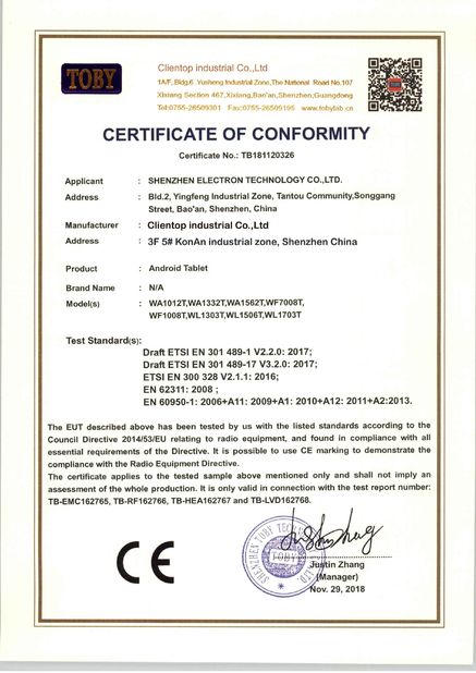 China Clientop Industrial Co.,Ltd certification