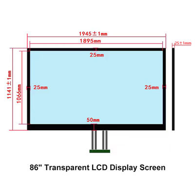 86 Inch Transparent LCD Display FHD LVDS 3840x2160 4K